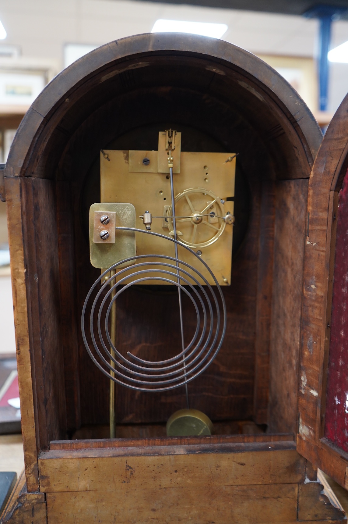 A 19th century French walnut bracket clock, the engraved brass dial signed Planchson Palais Royale, 20ins